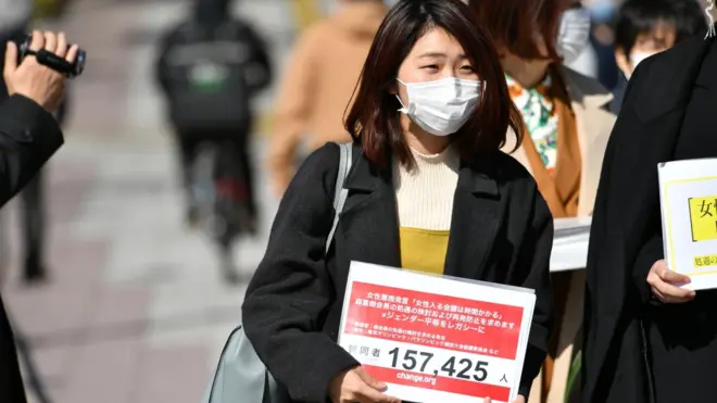 Momoko Nojo handing the petition