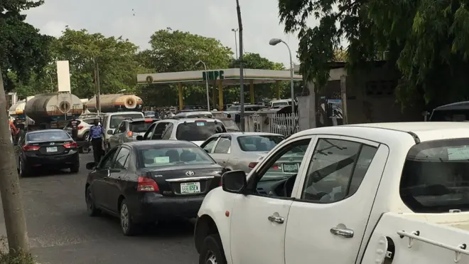 NNPC filling station with fuel line