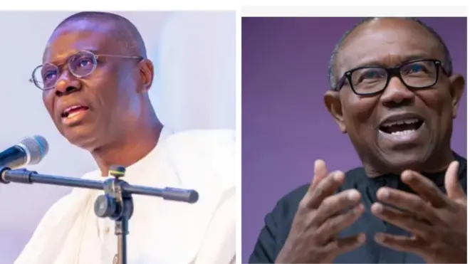 Aworan Gomina Babajide Sanwo-Olu ati Peter Obi