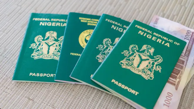 Nigerian passport with money
