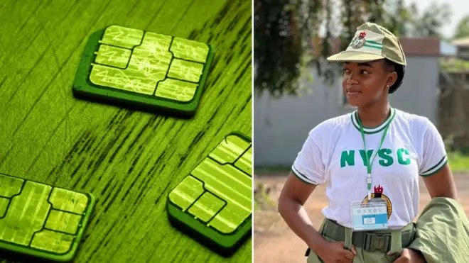 A collage of sim cards and Titlayo Ibrahim