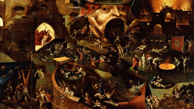 Jesus no inferno em obra atribuída a um aluno de Jheronimus Bosch, feita por volta de 1575