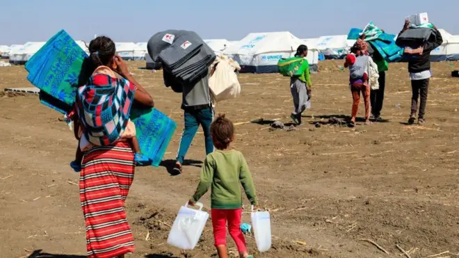 በሱዳን መጠለያ ጣቢያ ያሉ ስደተኞች