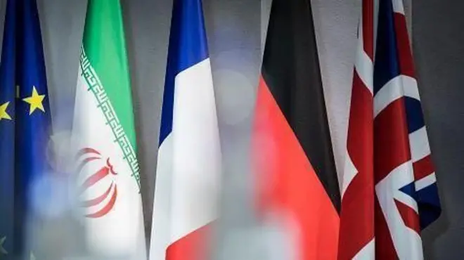 پرچم‌های اتحادیه اروپا، ایران، فرانسه، آلمان و بریتانیا