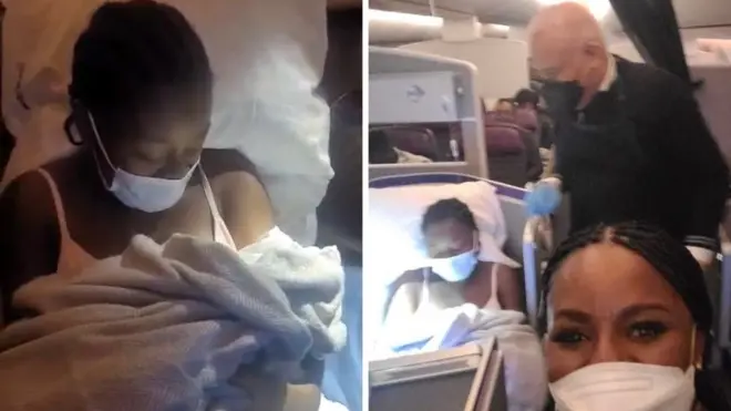 Ghana woman born pikin for flight