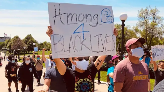 Hmong protester supporting BLM