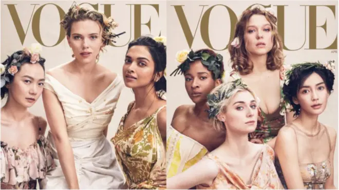 Adesua Etomi wey be di wife of Banky W, na one of di four women for di cover of American Vogue magazine latest issue.