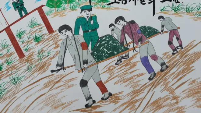 Mantan tahanan Kim Hye-sook menggambar pengalamannya di tambang batu bara Korea Utara ini.