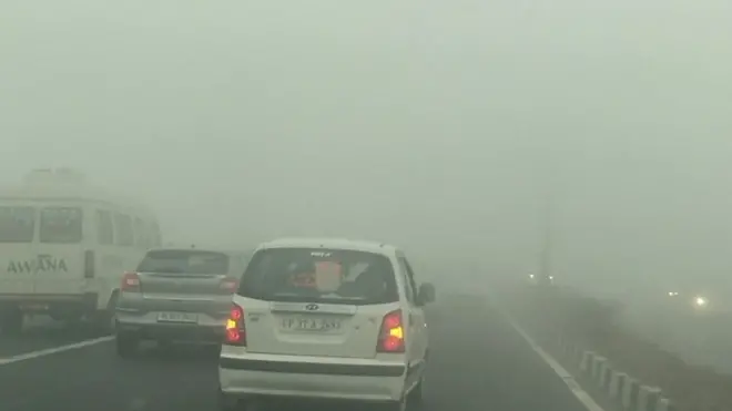 Driving in Delhi smog