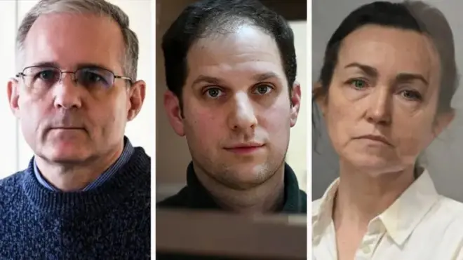 Bivši američki marinac Pol Velan, reporter Volstrit džornala Evan Gerškovič i američko-ruska novinarka Alsu Kumarševa