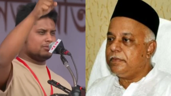 বাঁয়ে হাসনাত আবদুল্লাহ, ডানে মনজুর আলম 