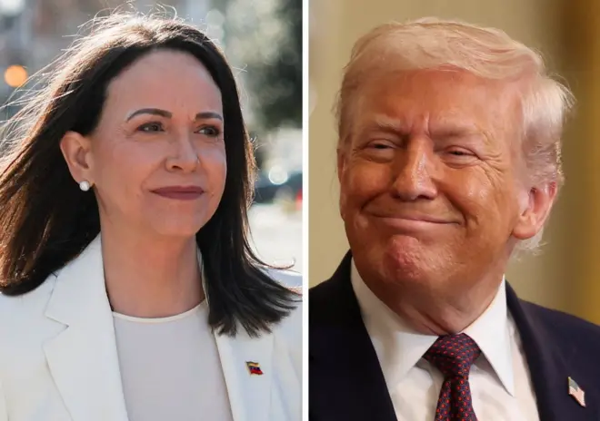 Venezuelalı muhalif lider Maria Corina Machado ve ABD Başkanı Donald Trump