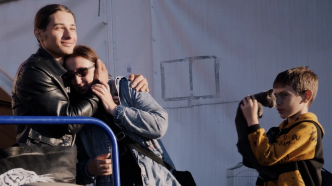 Maksym Bezhan (left) and his family made it after a four-day trip