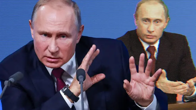 Владимир Путин во время пресс-конференций