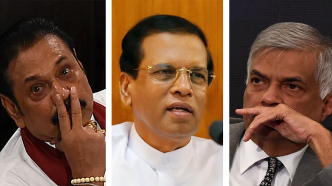 මහින්ද රාජපක්ෂ, මෛත්රීපාල සිරිසේන සහ රනිල් වික්රමසිංහ