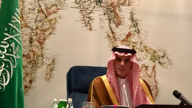 21일 기자회견을 연 아델 알주바이르 사우디 외교담당 국무장관