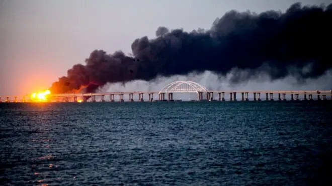 The explosion broke out on a key bridge linking Russia to Crimea