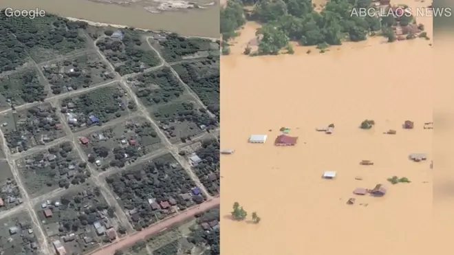 Несколько деревень смыло в Лаосе из-за прорыва дамбы.
