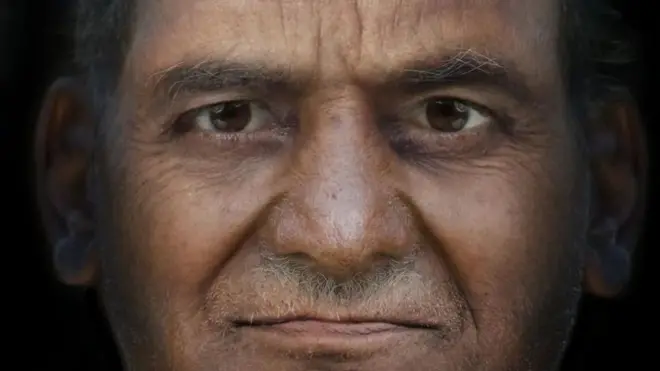 The facial reconstruction of a 2,500-year-old skull excavated at Kondagai