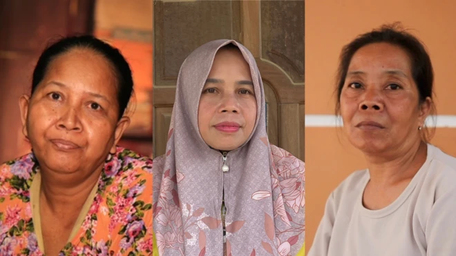 Sukini (kiri), Syarariyah (tengah), dan Hamidah (kanan)