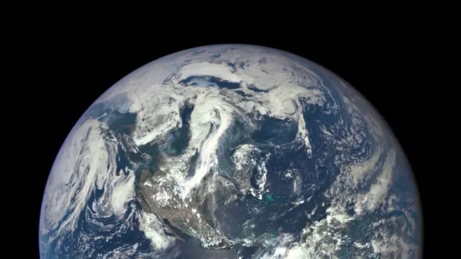 Earth as seen from a distance of one million miles by a NASA scientific camera aboard the Deep Space Climate Observatory spacecraft on July 6, 2015. (Photo by NASA via Getty Images)