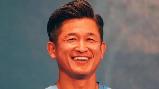 Miura at the launch of the 2020 J League in February
