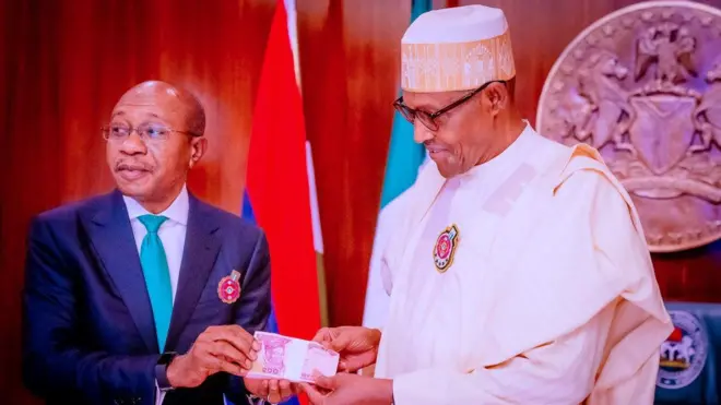 Godwin Emefiele and President Muhammadu Buhari