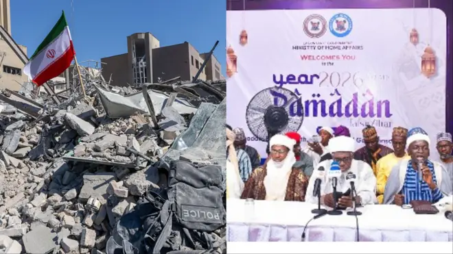 Aworan ile kan ti ogun ti wo pẹlu aṣia orilẹede Iran ti wọn ri si ori awoku ile naa.