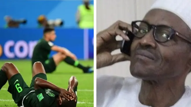 Aworan aarẹ Buhari ati Ikọ Super Eagles