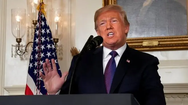 Ракетный удар наносился во время обращения президента Трампа