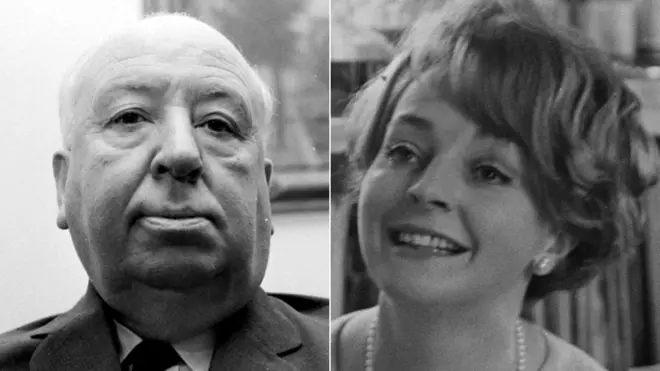 Alfred Hitchcock and Barbara Leigh-Hunt