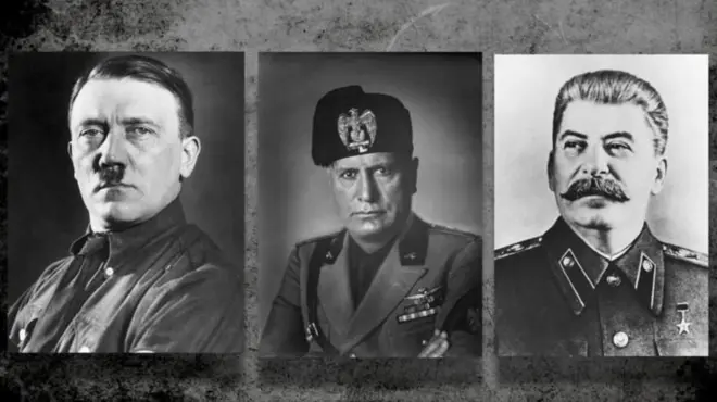 क्रमाने हिटलर, मुसोलिनी आणि स्टालिनचे फोटो