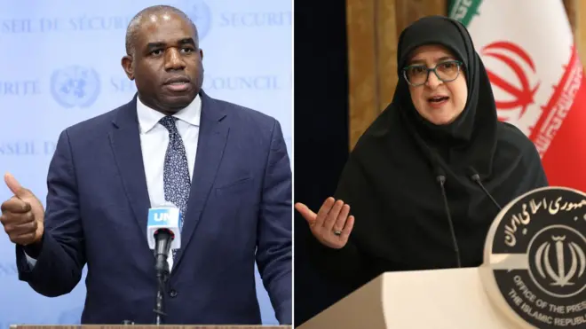 فاطمه مهاجرانی، سخنگوی دولت ایران و دیوید لمی، وزیر خارجه بریتانیا