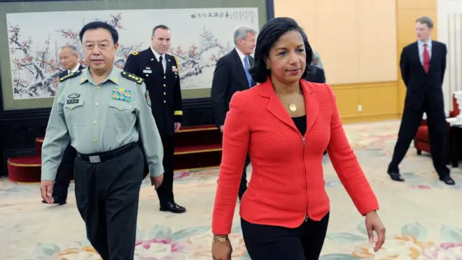 Tướng Phạm Trường Long đón Cố vấn an ninh quốc gia ở Hoa Kỳ, bà Susan Rice tại Bắc Kinh tháng 9/2014