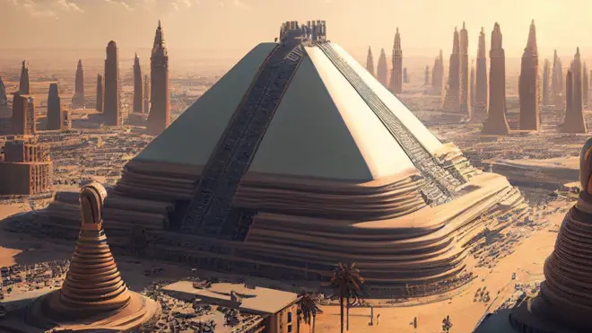 صورة تظهر آثار مصرية قديمة بشكل عصري