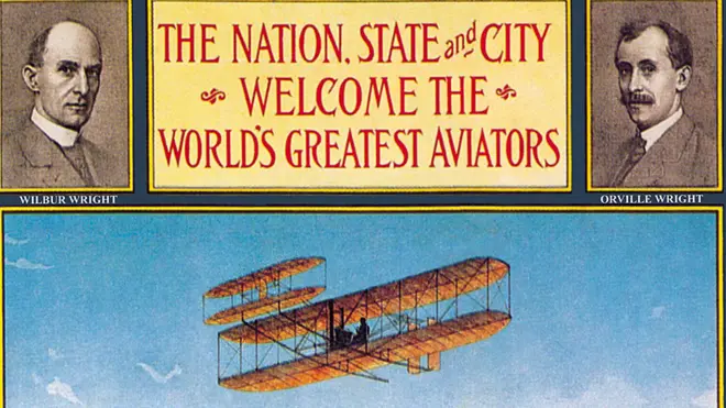 Detalle de afiche de celebración por la hazaña de los hermanos Wright