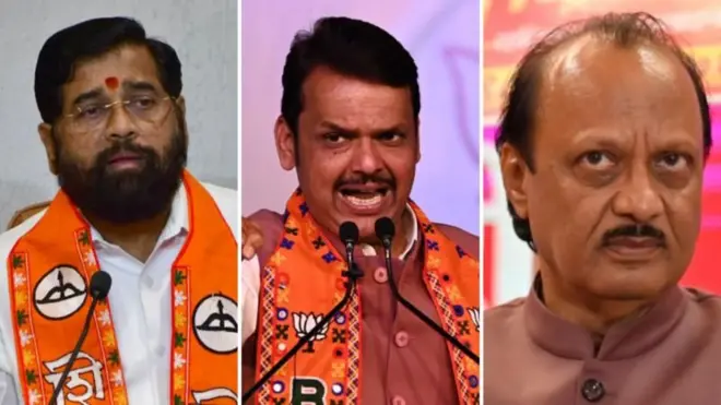 ఏక్‌నాథ్ శిందే, దేవేంద్ర ఫడణవీస్, అజిత్ పవార్
