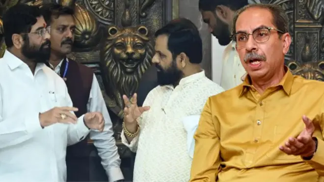 एकनाथ शिंदे, भर गोगावले, उद्धव ठाकरे 