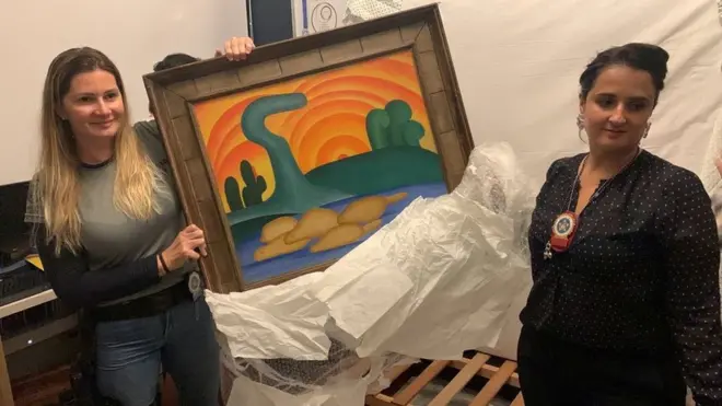 Police hold artist a Tarsila do Amaral painting thought to be worth tens of millions of dollars after it was seized during a police operation