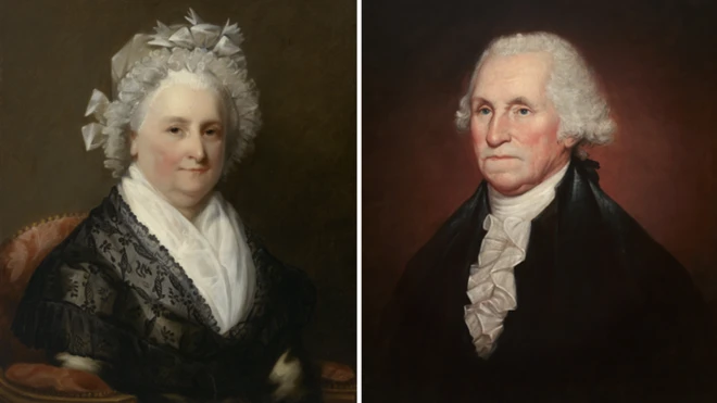 Martha Washington (artista no identificado) y George Washington (Rembrandt Peale 1795)
