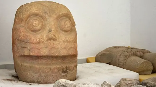 The sculptures were discovered during an excavation of Popoloca Indian ruins