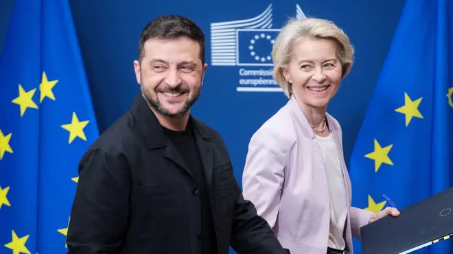 Volodymyr Zelensky y Ursula von der Leyen