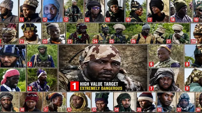 Fotos of wanted terrorists by Nigerian Army