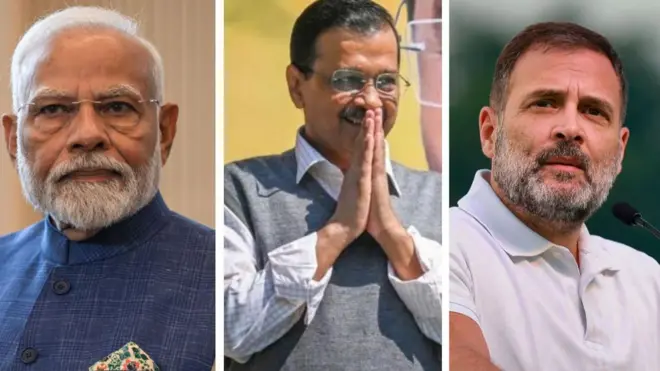 మోదీ, కేజ్రీవాల్, రాహుల్ గాంధీ 