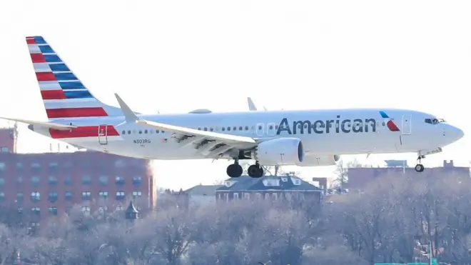 Pesawat Boeing 737 Max yang dioperasikan oleh maskapai ASm American Airlines.