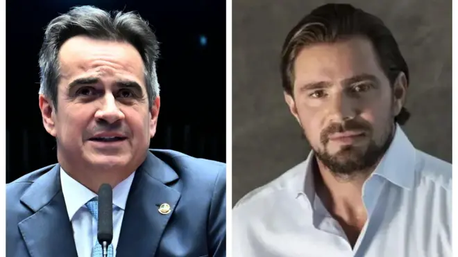 montagem com fotos de Ciro e Vorcaro