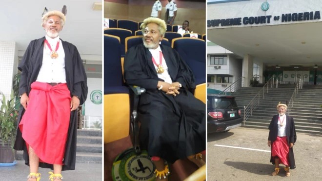 Malcolm Omirhobo: Lawyer appear in court dressed as Nigerian traditionalist go viral