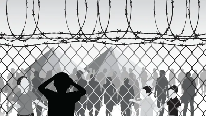 နယ်စပ်ဂိတ်ရောက်ခိုလှုံသူတွေရဲ့ သရုပ်ဖော်ပုံ 