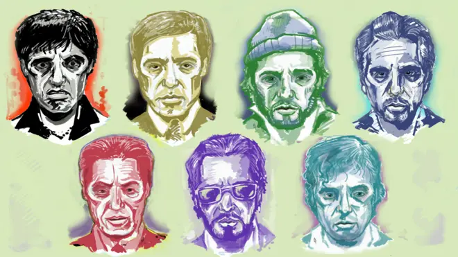 Illustrations of film characters played by Al Pacino