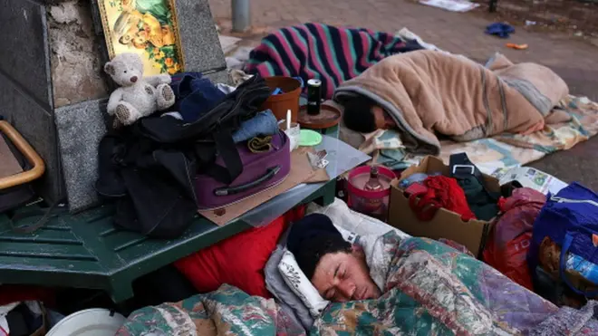 Des sans-abris en Afrique du Sud.